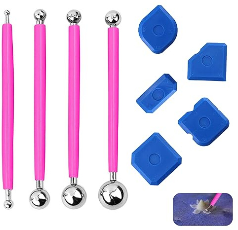 ANROI Conjunto de 9 espátulas para Herramientas, de Silicona para Juntas Ideal para Reparar uniones de Azulejos (Rosa roja).