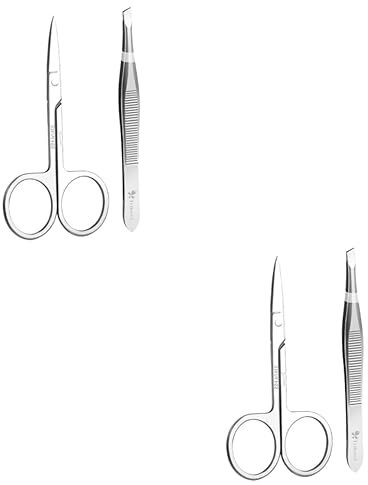 FRCOLOR 2sätze Kreatives Augenbrauen- Edelstahl Teiliges Werkzeug Für Augenbrauenpflege Tragbare Pinzette Schere Für Präzises Trimmen Und Styling Für Unterwegs