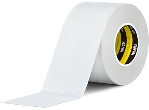 MILEQEE White Duct Tape, Self-Adhesive Single Sided Cloth Mesh Fabric Tape | 50mm x 20m, Strong Sealing Tape, Repair, Seal, Fix, Splice Indoors Multipurpose Sticky Strips Easy Tear, Winter Draft Blocker