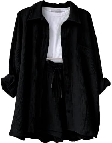 Generic Damen Tennis Outfit Sommer Outfits Hausanzug Damen Sport Anzug S-2XL Black