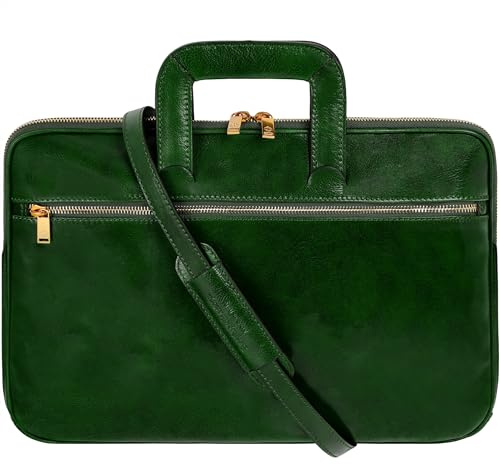 Time Resistance Schlanke Aktentasche aus Leder – Handgefertigte Italienische Computertasche aus Leder – Laptoptasche