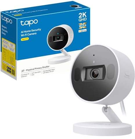 Tapo C125 Indoor Camera with Physical Privacy Shutter, 2K QHD Security Camera, No Monthly Fee, AI Detection, Pet & Baby Camera, CCTV, 2-Way Talk, 140° Wide FOV, Night Colour Vision, Magnetic Mounting