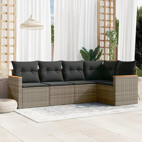 Festnight Gartenlounge Balkon mit Stauraum Lounge Rattan Sofa Ecklounge Klein Garten Lounge Sofa Outdoor Sitzecke Balkon Loungemöbel Gartensofa Ecksofa Balkonmöbel Rattansofa Couch