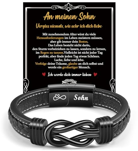 CheersLife 18. Geburtstag Junge An Meinen Sohn Armband Geschenke | Geburtstagsgeschenk für Männer Sohn Herren Lederarmband Leder Männer Armband Geschenke Weihnachten