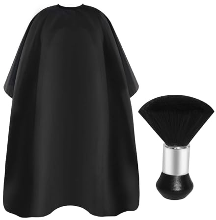 Omvoina Professional Haircut Cape with Adjustable Snap Closure and Neck Duster Brush, Salon Hair Cutting Cape, Barber Cape for Unisex