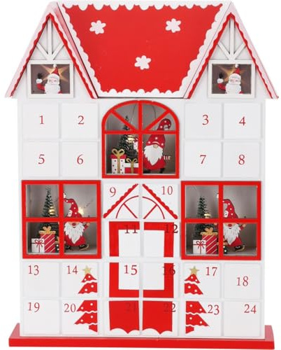Carousel Home Light-Up Wooden House Advent Calendar | Reusable Fill Your Own Christmas Advent Calendar LED House | Large LED Advent calendar with 24 Drawers Christmas Decoration