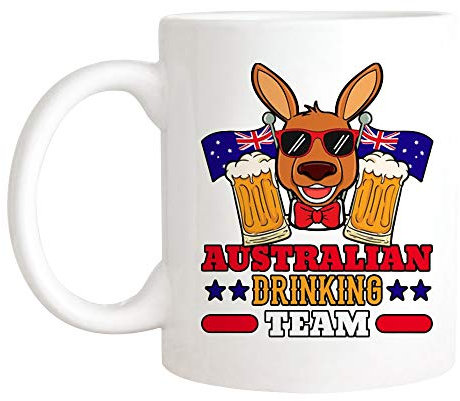 Coffee Mug Australian Drinking Team Funny Beer Festival for Aussie Cool Australian Beer Drinker for Beer Lover Personalised Mug Funny Work Mug Novely Tea Cup for Birthday Men Women Work 330ML