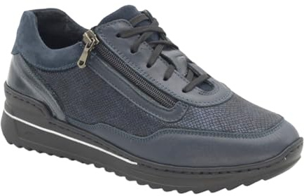 Stiledivita 9133 Casual Sneaker Dam Blå Läder Kilklack Kilklack 3 cm Yttersula Gummi, Blå, 39 EU