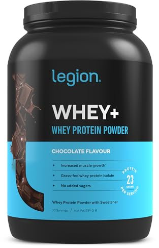 LEGION Whey+ Chocolate WheyIsolate Protein Powder from Grass Fed Cows - Non-GMO, Lactose Free, Sugar Free, Natural Whey Protein Isolate 30 Servings