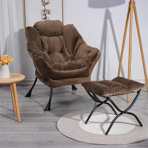 AeasyG Fauteuil inclinable avec Ottoman, Fauteuil d'appoint Moderne pour Salon, canapé rembourré pour Loisirs, Coin Lecture avec Bras et Poche latérale