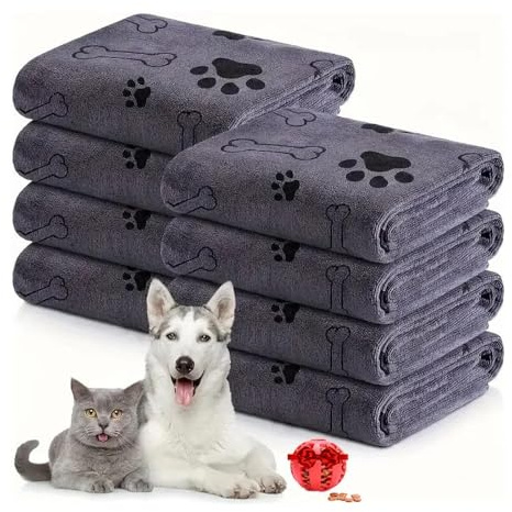 YUEMOL Hundehandtuch, Bademantel, 4 Stück, Hundemäntel für nach dem Baden, 101,6 x 61 cm, schnelltrocknend, Haustier-Badeprodukte für große, mittelgroße oder kleine Hunde (grau)