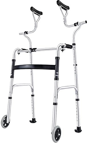 Gehhilfe für Senioren, Gehgestell mit Armlehnen-Stützpolster, leichte, höhenverstellbare Gehhilfe, aufrechter Gehwagen mit Sitz – Stand-Up-Rollator, Armlehnen