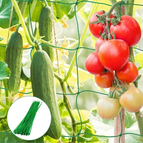 Cfcyhla Trellis Net, Cucumber Net with 50 Plant Ties, Trellis for Cucumbers, Trellis Net with Large Mesh Size for Cucumbers, Plant Net, Trellis for Cucumbers, Tomatoes, Climbing Plants (1.8 m x 2.7 m)