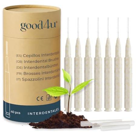 Brossettes interdentaires biodégradables 0,4 mm – Brossettes interdentaires fines avec manche végétal en PLA pour orthodontie et espaces étroits | Good4u®