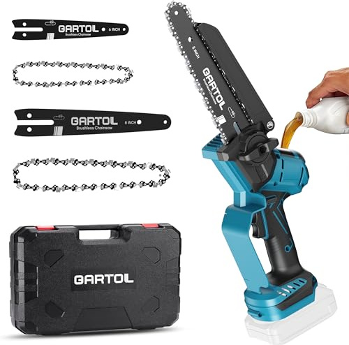 GARTOL Mini Chainsaw 8 Inch & 6 Inch, 1000W Brushless Cordless Electric Chain Saw for 18V Battery (Battery Not Included), Handheld Chainsaw for Tree Trimming, Wood Cutting, Pruning