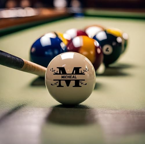 TPFOON Palla da biliardo e da snooker con incisione laser personalizzata, palla da stecca con monogramma personalizzato, regalo per papà, festa del papà, Natale, compleanno del giocatore di biliardo