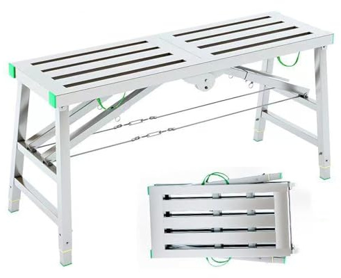 Échafaudage Pliable, Plate-Forme de Travail Multifonctionnelle à Haute Capacité de Charge, Escabeau Portable à Hauteur RéGlable pour Le Nettoyage des Vitres, Remplacement des Luminaires-180-40cm