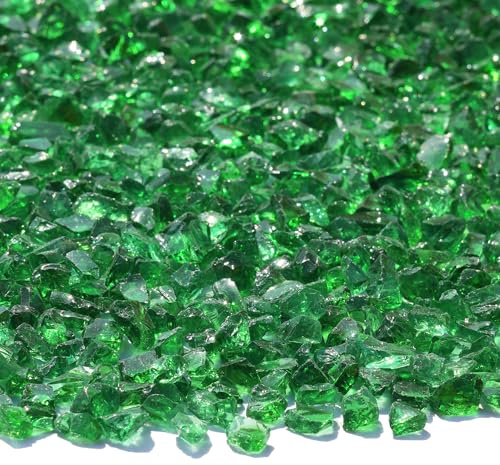 QYGL Crushed Glass for Resin Art, DIY Crafts, and Home Decor - 2.1LB Green Broken Glass Pieces 3-6mm, for Vase Fillers, Tabletop Fire Pit, and Aquarium Rocks