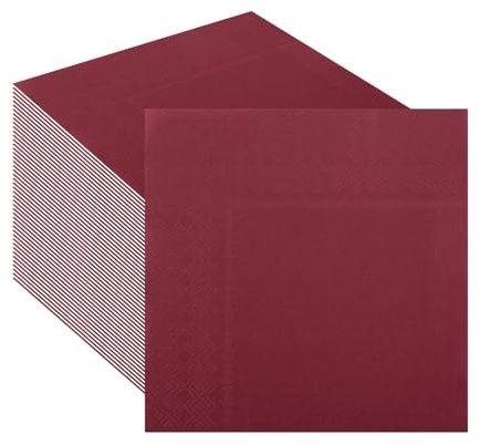 CEILIWEN 60PCS Deep Red Napkins 33 x 33cm, Cocktail Napkins, Ruby Paper Serviettes for Wedding Christmas Birthday Party Table Decorations (Deep Red)