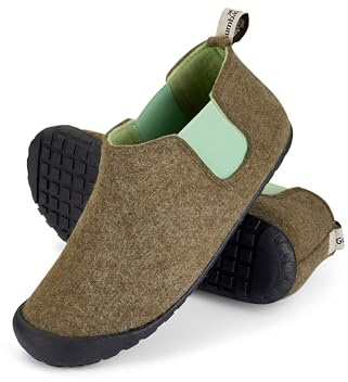 Gumbies Brumby Boot Slippers for Indoors and Outdoors, Eco-friendly Felt Uppers, Elasticated Sides, Recycled Rubber Outsoles - Comfort Guaranteed - Moss & Pistachio EU39