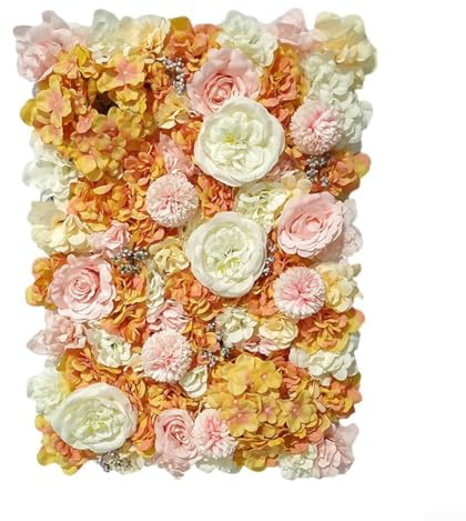 FACAIIO Fleur Artificielle Panneau Mural Mariage Décoration Hôtel Roses et Hortensias en Soie 40x60cm Violet Champagne