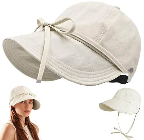 Dermalyx Faltbarer Sonnenhut Für Damen UPF 50+ UV Schutz, Breite Krempe Sonnenschutz Packbar, Pferdeschwanz Öffnung Ponytail Design Für Outdoor Anglerhut, Leichter Reise