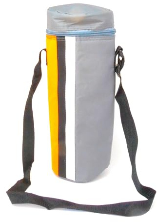 Kühltasche für 2-Liter-Flaschen, Grau und Orange, mit dreilagiger Isolierung und verstellbarem Gurt