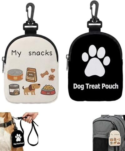 BCHKO 2 Pezzi Sacca Porta Premietti per Cani Addestramento, a Mani Libere con Moschettone, in Tessuto Durevole, per Snack, Cibo e Giochi, Ideale per Passeggiate e Agility