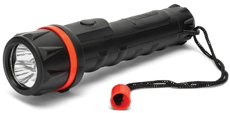 Velamp IRUB1LED Linterna de 3 LED en Goma hiperresistente. con Encaje cómodo. Funciona con 2 Pilas AA (no Incluidas). Súper Brillante, Resistente al Agua y a los Golpes, Negro, 2AA