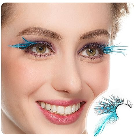 Dorisue Wimpern Sexy Blue Point Pfau Druckt Volumen Feder Wimpern Extra Verlängerung falsche Augen Make-up Blau Farbe Ein Paar