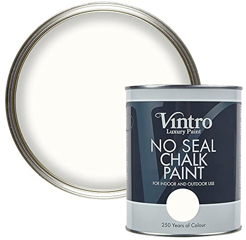Vintro | No Seal Chalk Paint | Off-White | Interior & Exterior Use | Furniture | Walls | Wood | Metal | 1 Litre (Pearl)