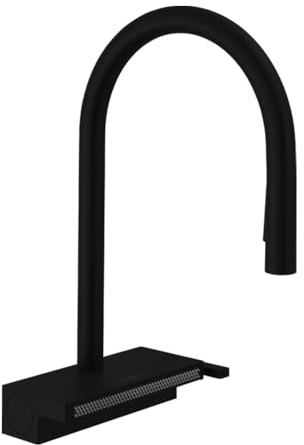 hansgrohe Küchenarmatur Aquno Select M81 (Wasserhahn Küche mit Schlauchbox, Abtropfsieb, 360° schwenkbar, ausziehbare Brause, hoher Komfort-Auslauf 170mm, 3 Strahlarten, Standardanschlüsse) Schwarz