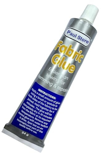 PaulStore Extra Strong Fabric Glue 50ml - Quick Bond Adhesive for Hemming Sewing No Stitch Sew Quick DIY Arts & Crafts Comes With Spreader