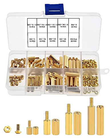 YIXISI 140 Pezzi M3 Ottone Maschio Femmina Esagonale Distanziatore Esagonale Standoff Vite Dado Pilastro Filettato PCB Kit Assortimento Scheda Madre