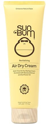 Sun Bum Revitalizing Air Dry Cream - Anti Frizz Styling Cream with Banana Extract and Sunflower Oil - Vegan - Without Parabens - UV Protecting - Helps Smooth and Enhance Natural Hair Texture - 6 fl oz