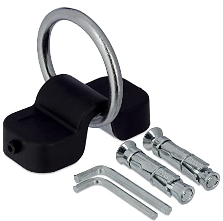 Relaxdays Mounted Bracket, Wall and Floor Anchor, Bike Mount, Fixed, 10mm Hook, Steel, Plastic, Storage, Black/Silver