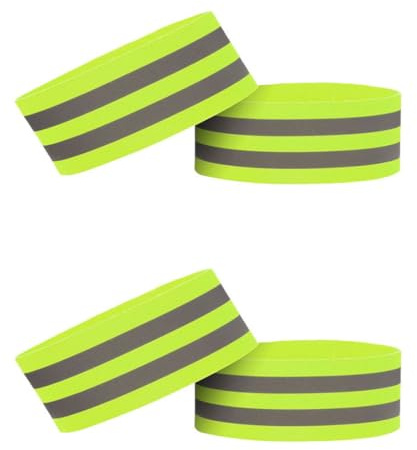 INGJIA Bandas Reflectoras, 4Pcs Brazalete Reflectante Altamente Reflexivo, Bandas de Muñeca/Tobillo, Banda de Seguridad Reflectantes, Bandas de Neón para Running, Ciclismo, Adultos 4 * 35CM