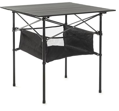 InnovaGoods Cesta, portátil con Tablero de Aluminio, Mesa Plegable Camping Ligera compacta con Bolsa de Transporte para Exteriores, Playa, Barbacoa, Picnic, 13x13x73cm, 8435527826352