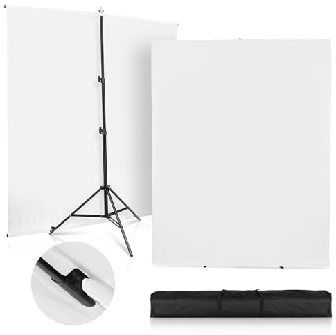 SEDGEWIN fotobakgrund vit med stativ 2 x 2 m, uppgraderat fotografibakgrundsstativ med Chromakey fotobakgrund för YouTube video fotostudio streaming gaming TikTok