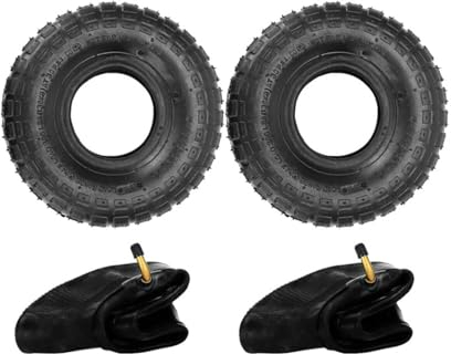 Vixzoid Lot de 2 pneus de diable avec chambre à air 4,10/3,50-4 pour brouette, diable, chariot à main, 260 x 85 mm