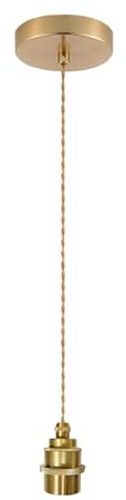 JZCDR E27 Lampenfassung mit Kabel 150 cm Vintage Pendelleuchte Gold