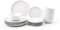 18PC Dinnerware Porcelain White Set: 6 Dinner Plates, 6 Side Plates & 6 Bowls. Dishwasher & Microwave Safe.