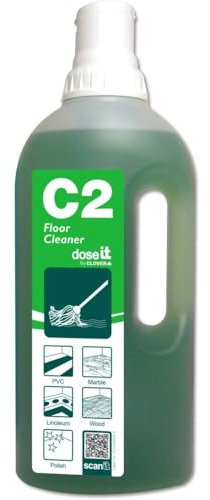 Dose It C2 Floor Cleaner, 1L, Neutral Formula for All Hard Floors, Quick-Drying, Christeyns Clover