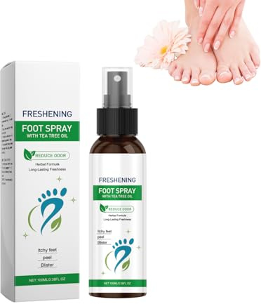 Spray pour les pieds à l'huile d'arbre à thé naturelle avec effet rafraîchissant pour un contrôle rafraîchissant des pieds malodorants et l'élimination des odeurs de chaussures (1 bouteille)
