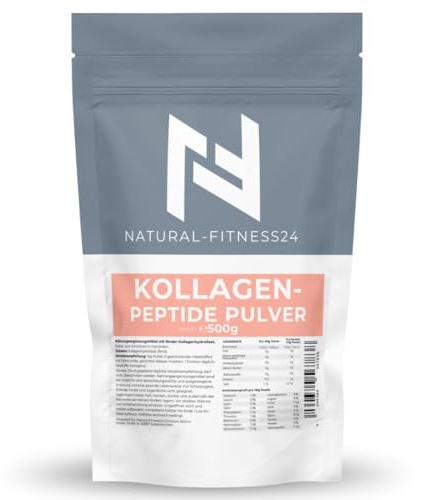 Collagen Peptide Pulver – 500g Beutel | Bovines Kollagen (aus Rind) | 90% Eiweiß | Neutral ohne Zusatzstoffe | Top Löslichkeit - Natural-Fitness24