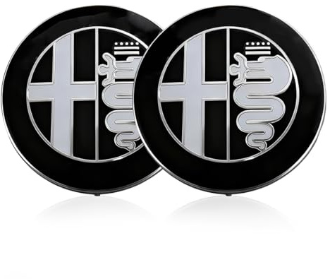 PRAOFRT 2 Pezzi 74mm Fregi Stemma Compatibili con Alfa Romeo Auto Logo Per Cofano Anteriore e Posteriore Emblema Stemmi in Metallo（Nero）