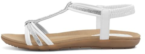 Lilley Womens White Strappy Diamante T-Bar Sandal - Size 5 UK - White