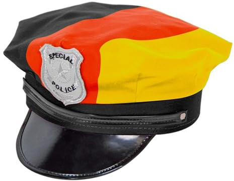 Murago - Deutschland Polizeimütze - Universalgröße - Fanartikel für WM EM - Kostüm für Karneval Fasching Mütze Motto Fußball Party