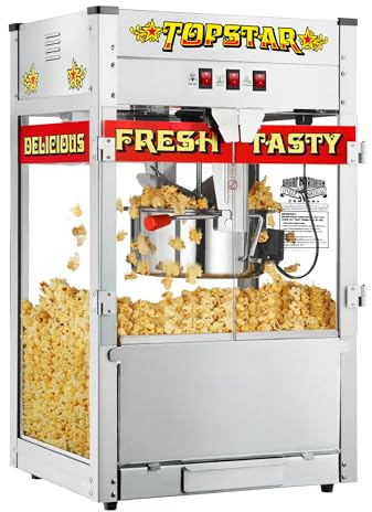 Top Star Popcorn Machine - 12oz Stainless-Steel Kettle, Reject Kernel Tray, Warming Light, and Accessories by Great Northern Popcorn (Red and Yellow)