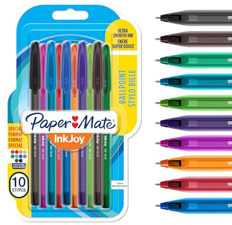 Paper Mate InkJoy 100ST bolígrafos | punta mediana (1,0 mm) | alegres colores surtidos | paquete de 10
